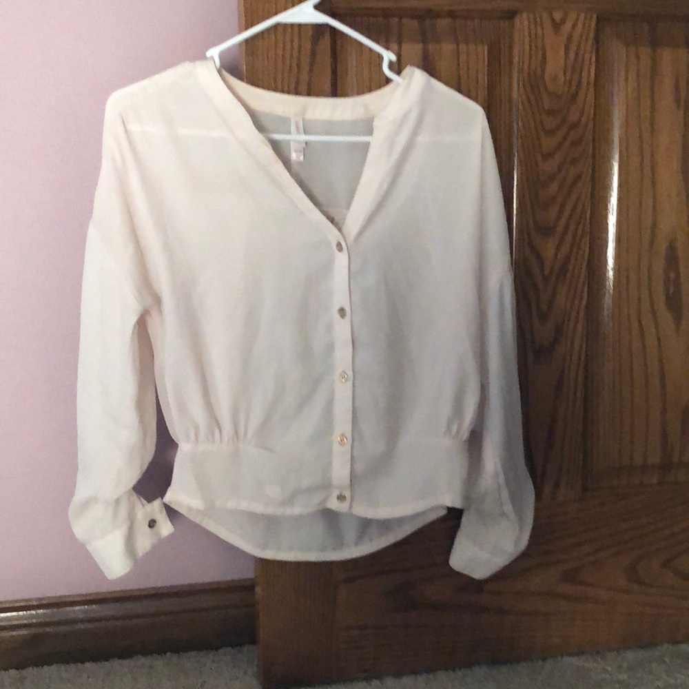 Cream blouse crop top